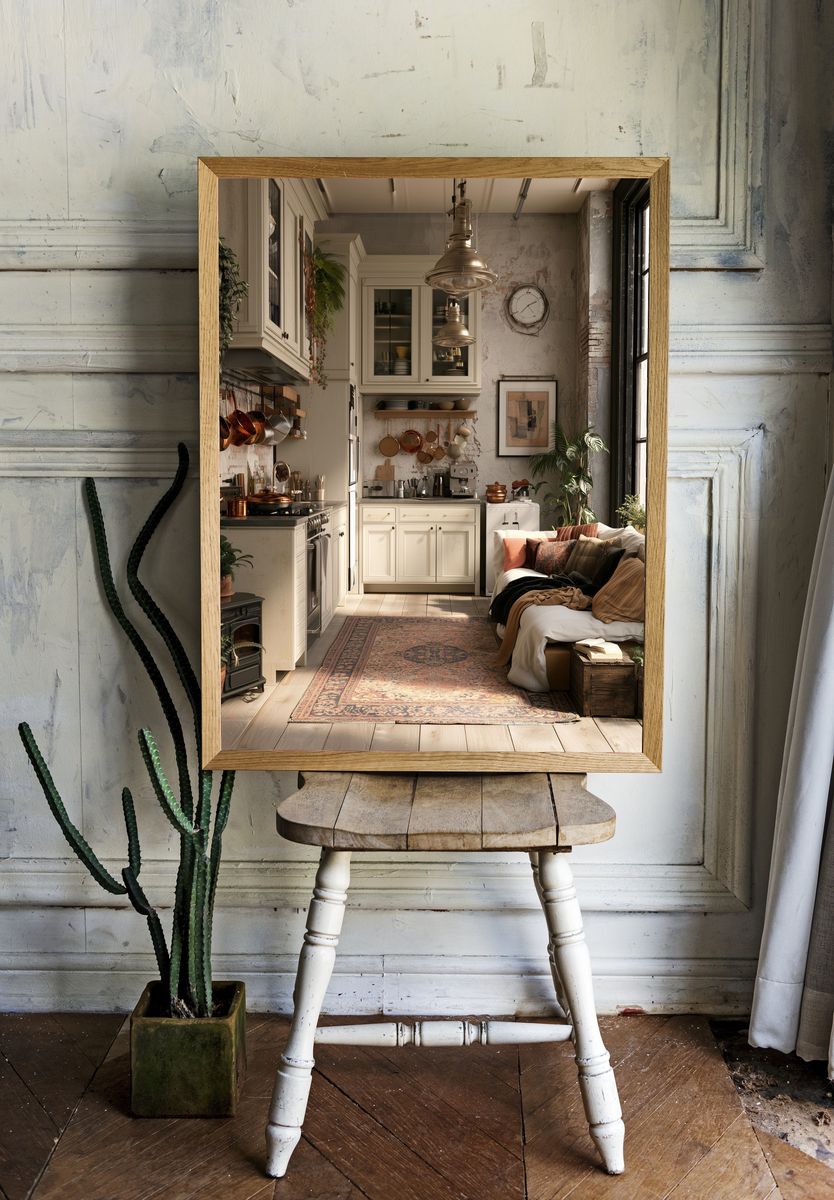 Cozy Industrial Kitchen Interior Poster. — room view 1