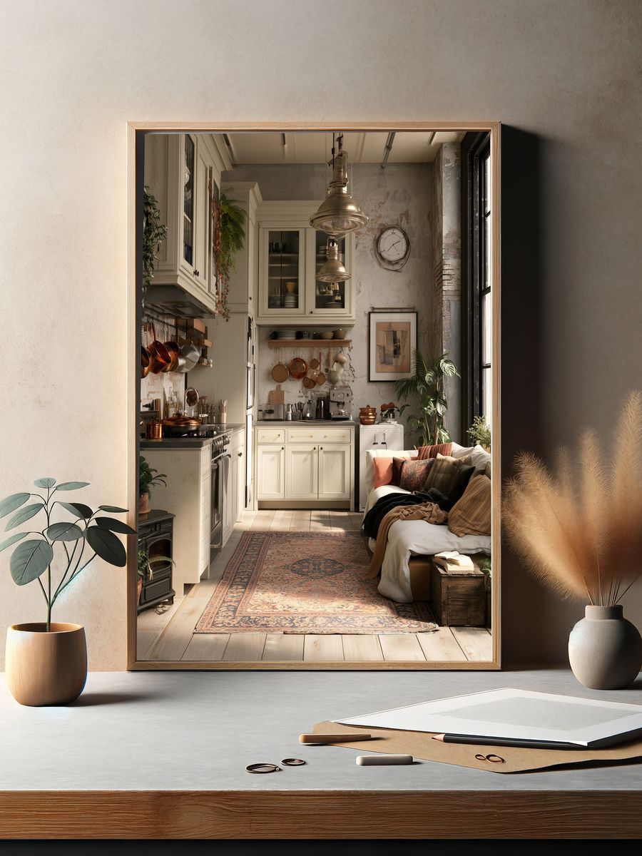 Cozy Industrial Kitchen Interior Poster. — room view 2