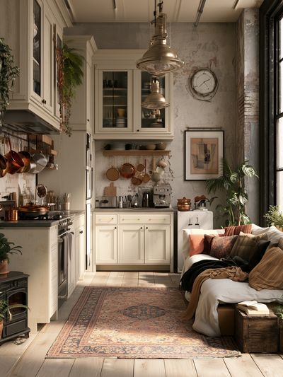 Cozy Industrial Kitchen Interior Poster. poster print