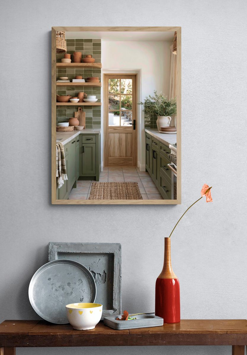 Olive Green Farmhouse Kitchen Photography Poster. — room view 3