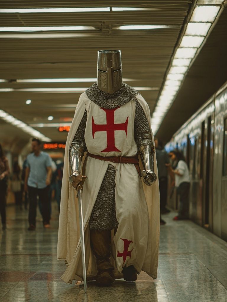 Knight in Subway Photography Poster. poster detail