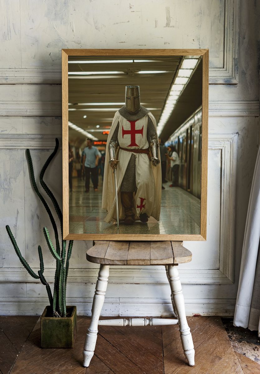 Knight in Subway Photography Poster. — room view 1