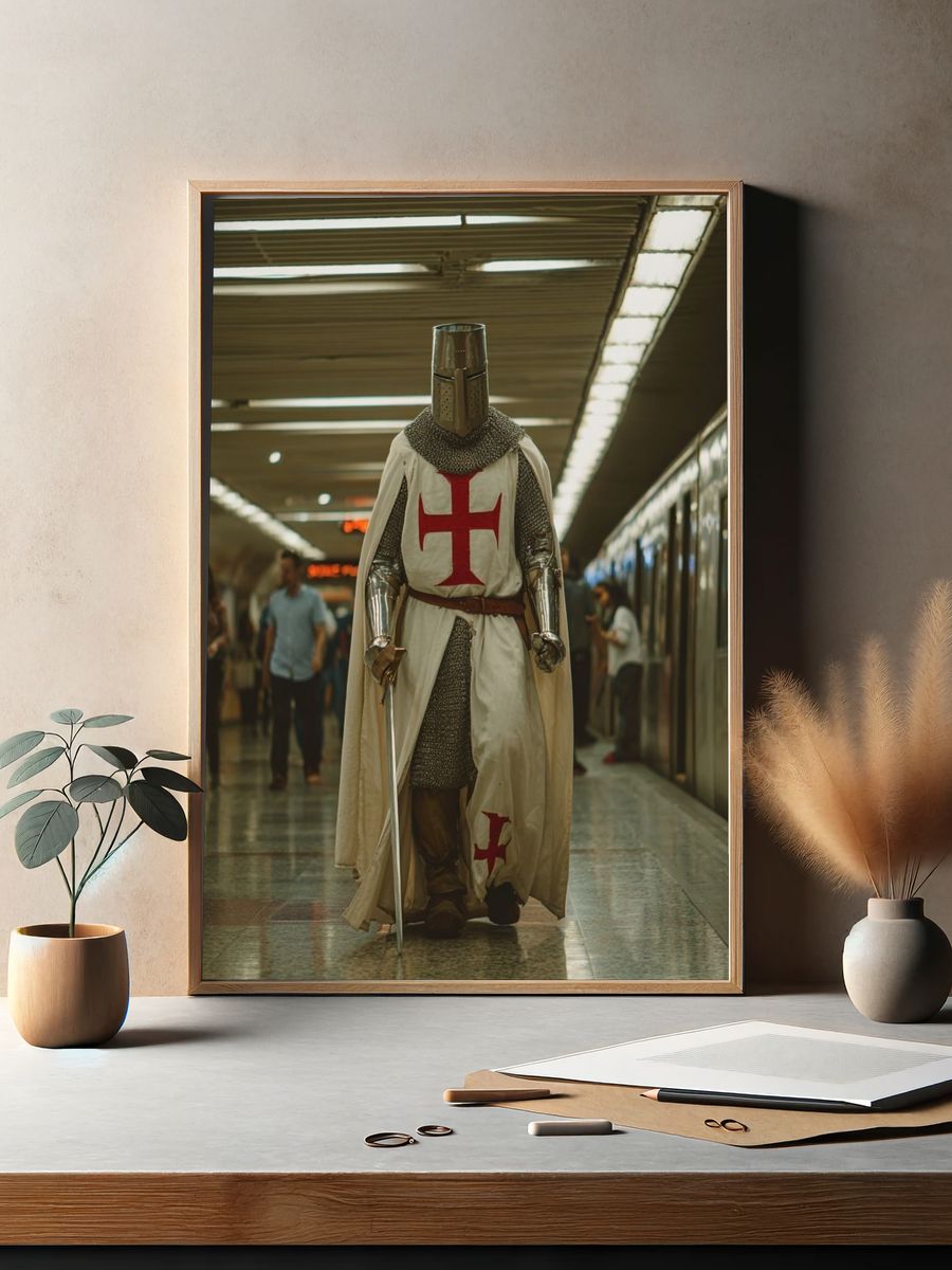 Knight in Subway Photography Poster. — room view 2