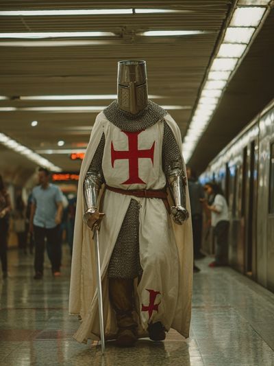 Knight in Subway Photography Poster. poster print