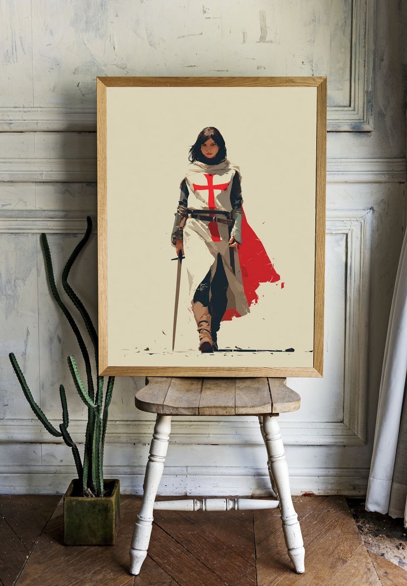 Crusader Knight — Digital Art Print. — room view 1