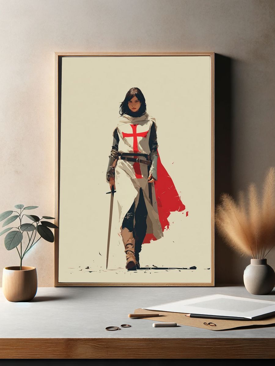 Crusader Knight — Digital Art Print. — room view 2