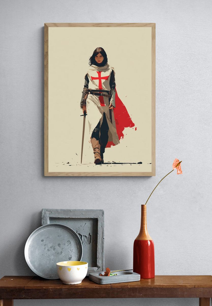 Crusader Knight — Digital Art Print. — room view 3