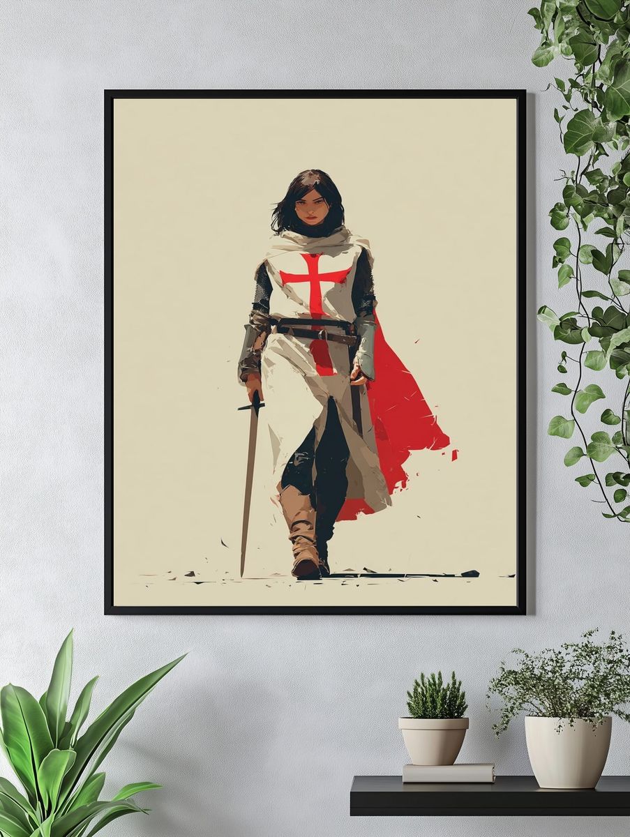 Crusader Knight — Digital Art Print. — room view 4