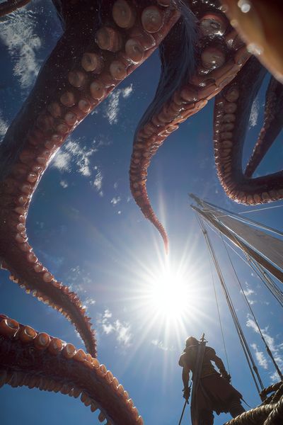 Kraken Attack Fantasy Poster. poster print