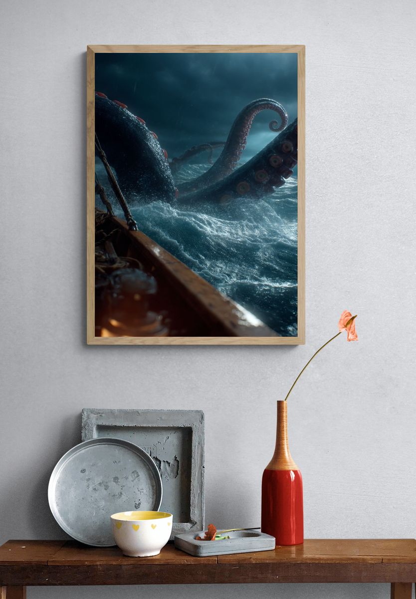 Kraken Emerges — Fantasy Print. — room view 3