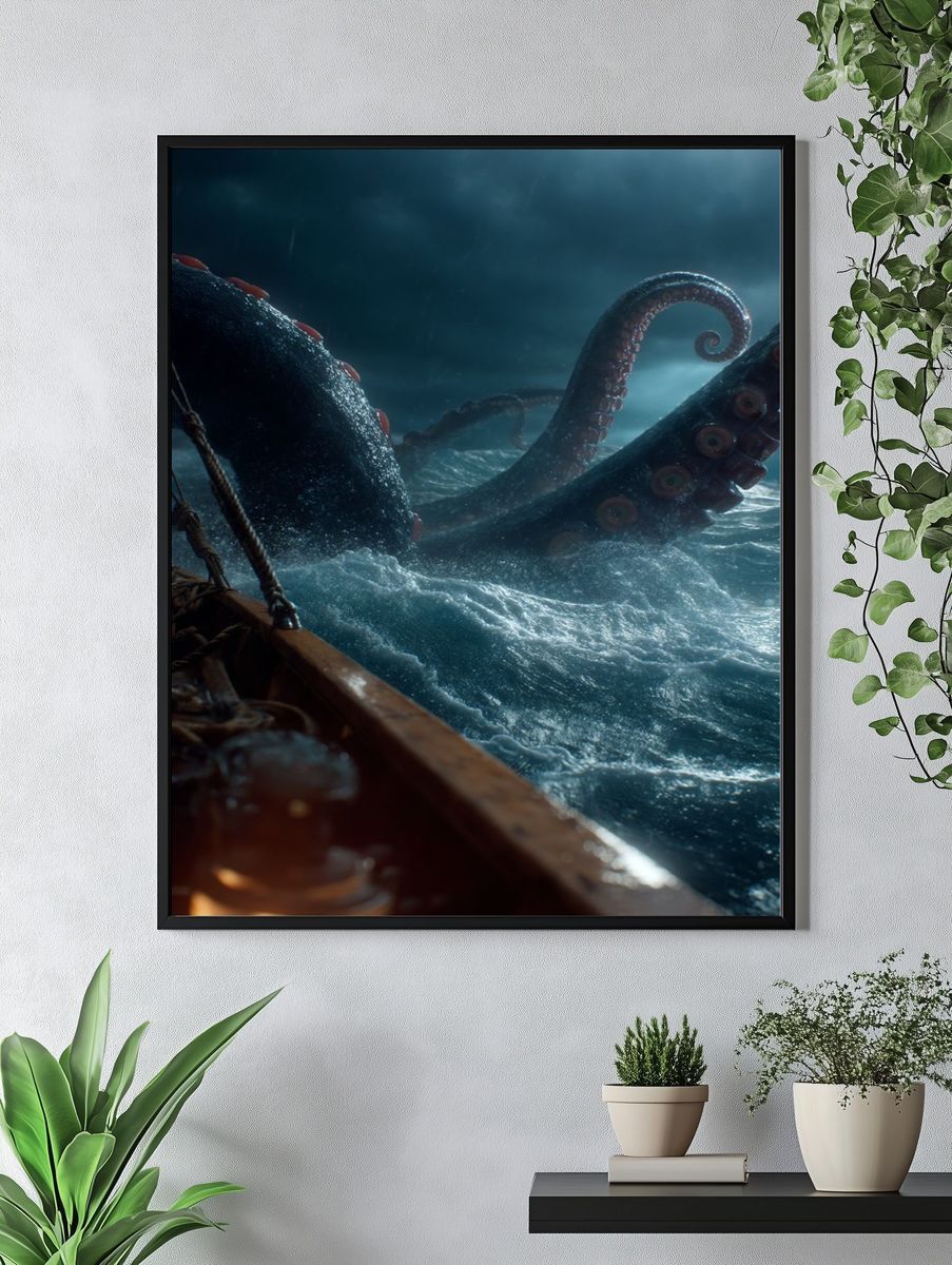 Kraken Emerges — Fantasy Print. — room view 4
