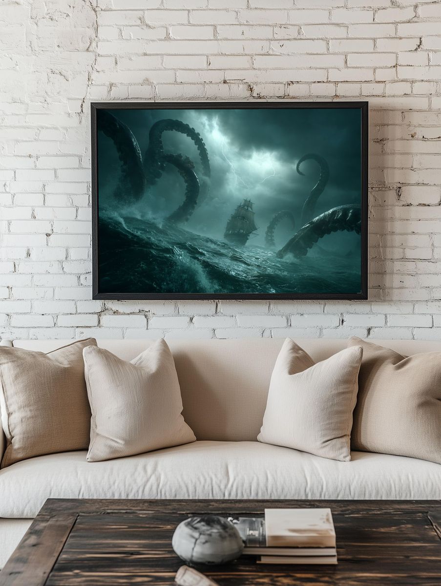 Kraken Storm Sea Poster. — room view 1