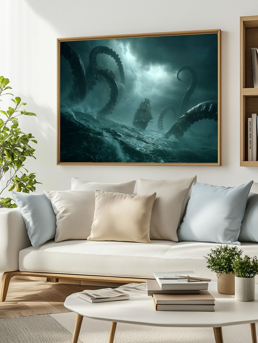 Kraken Storm Sea Poster. — room view 2