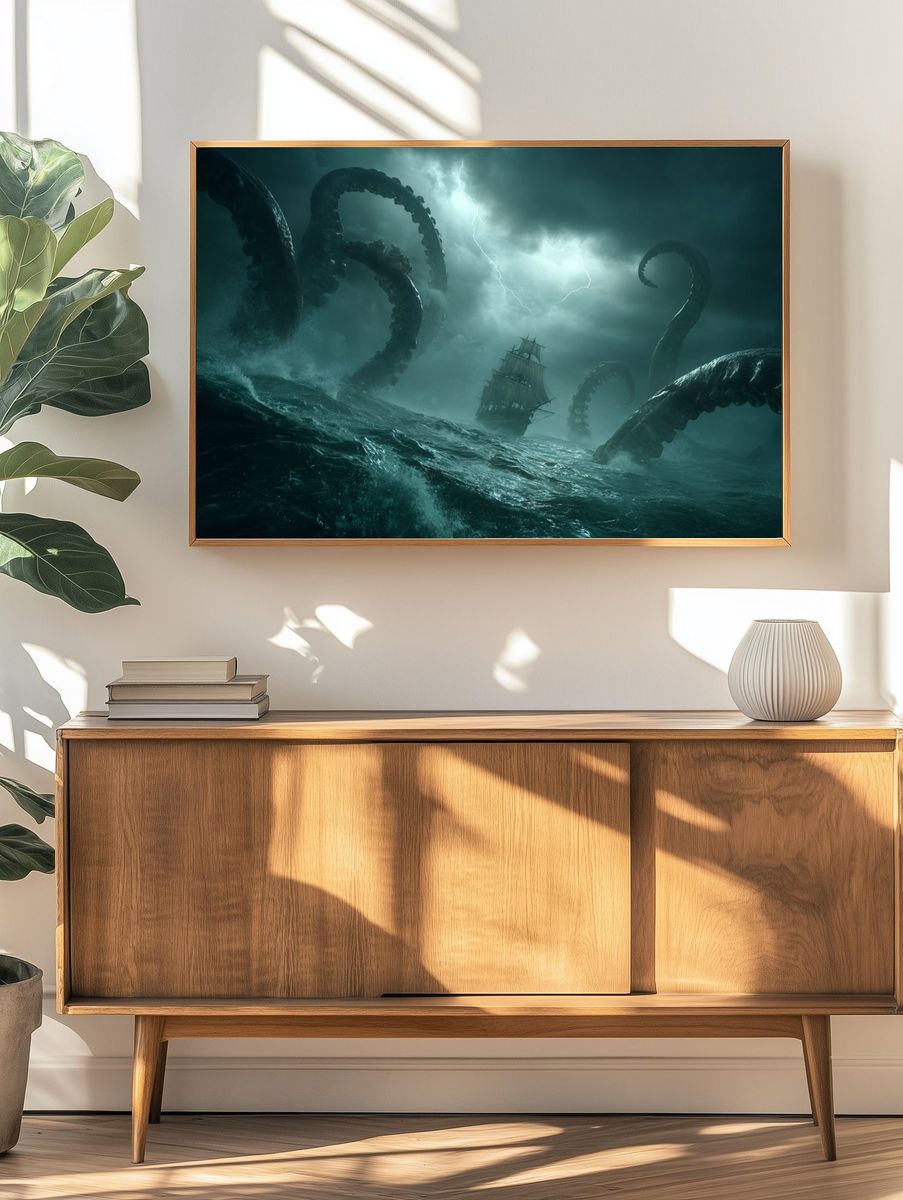 Kraken Storm Sea Poster. — room view 3