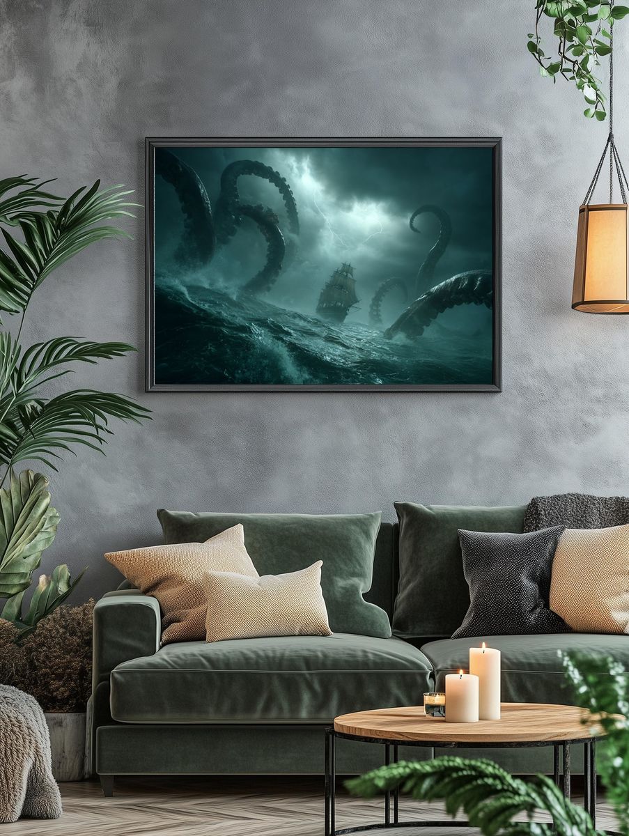 Kraken Storm Sea Poster. — room view 4
