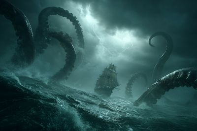 Kraken Storm Sea Poster. poster print