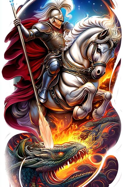 Knight vs Dragon — Fantasy Art Print. poster print