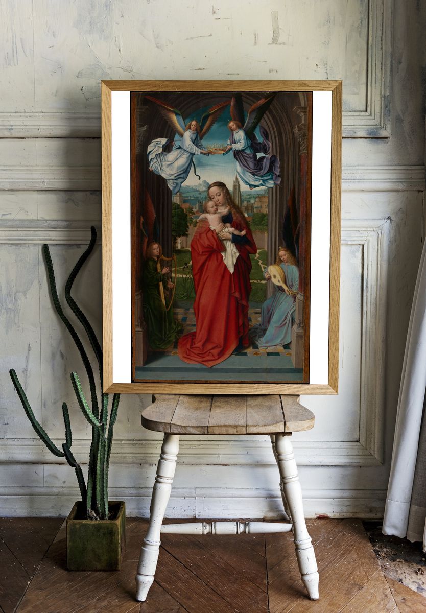 Virgin and Child with Four Angels by Gerard David — Art Print. — room view 1