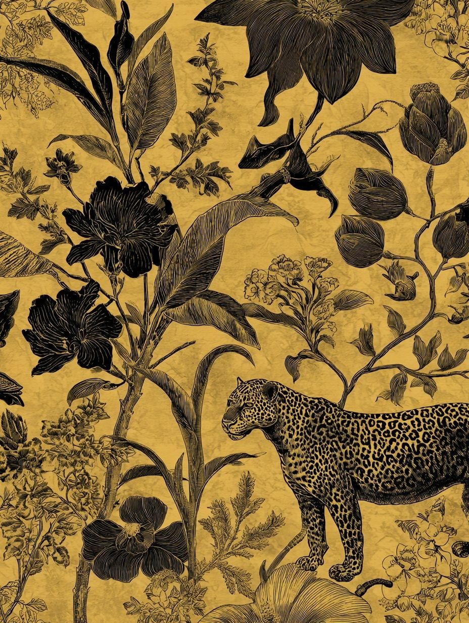 Leopard and Floral Illustration Poster. poster detail