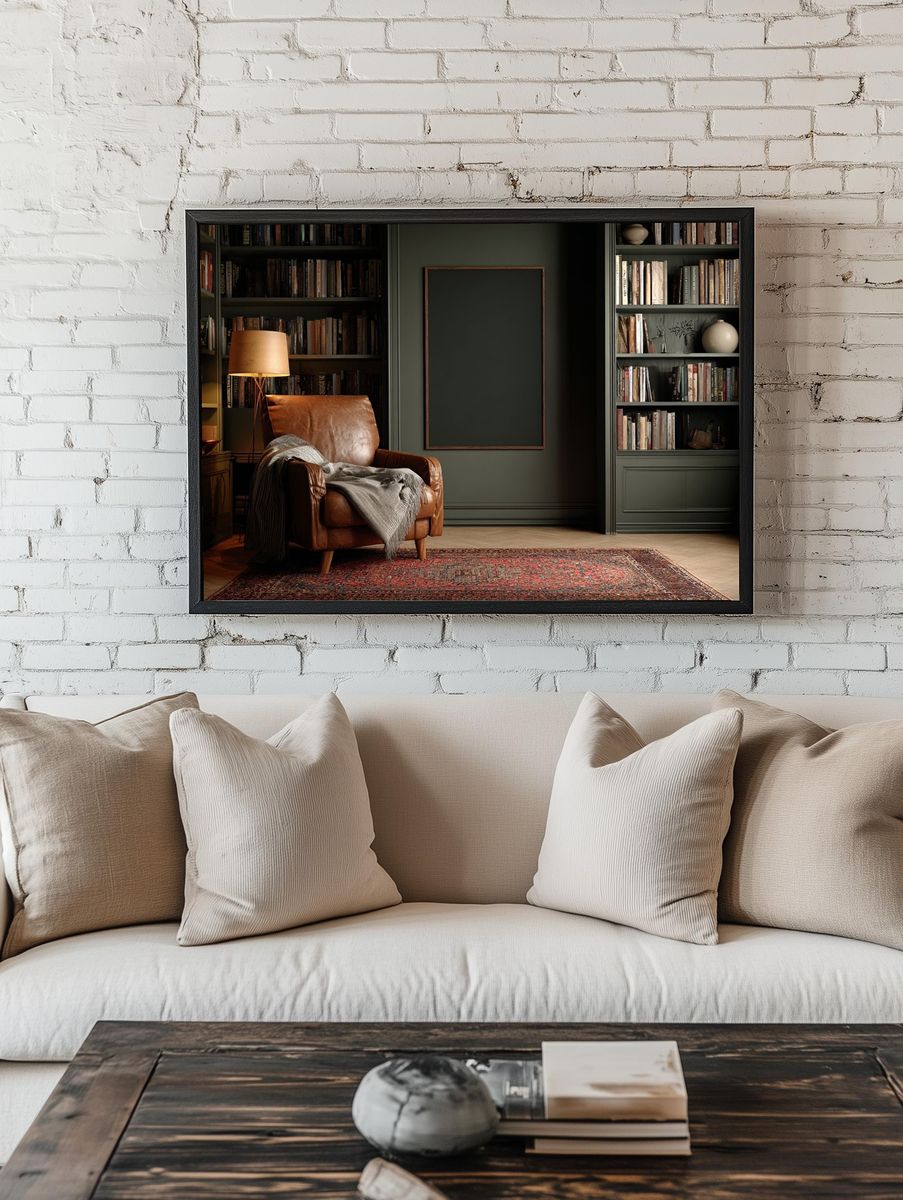 Cozy Library Interior Photography Poster. — room view 1