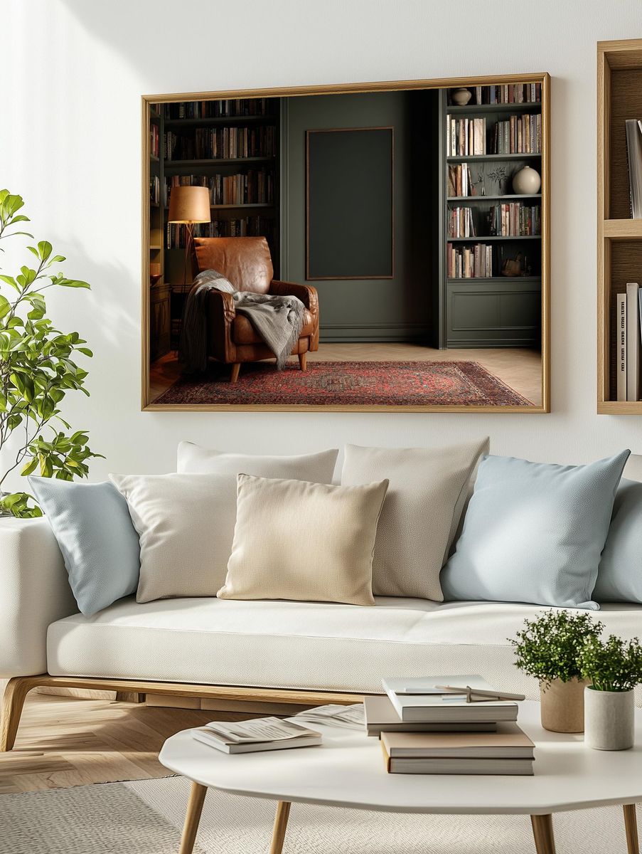 Cozy Library Interior Photography Poster. — room view 2