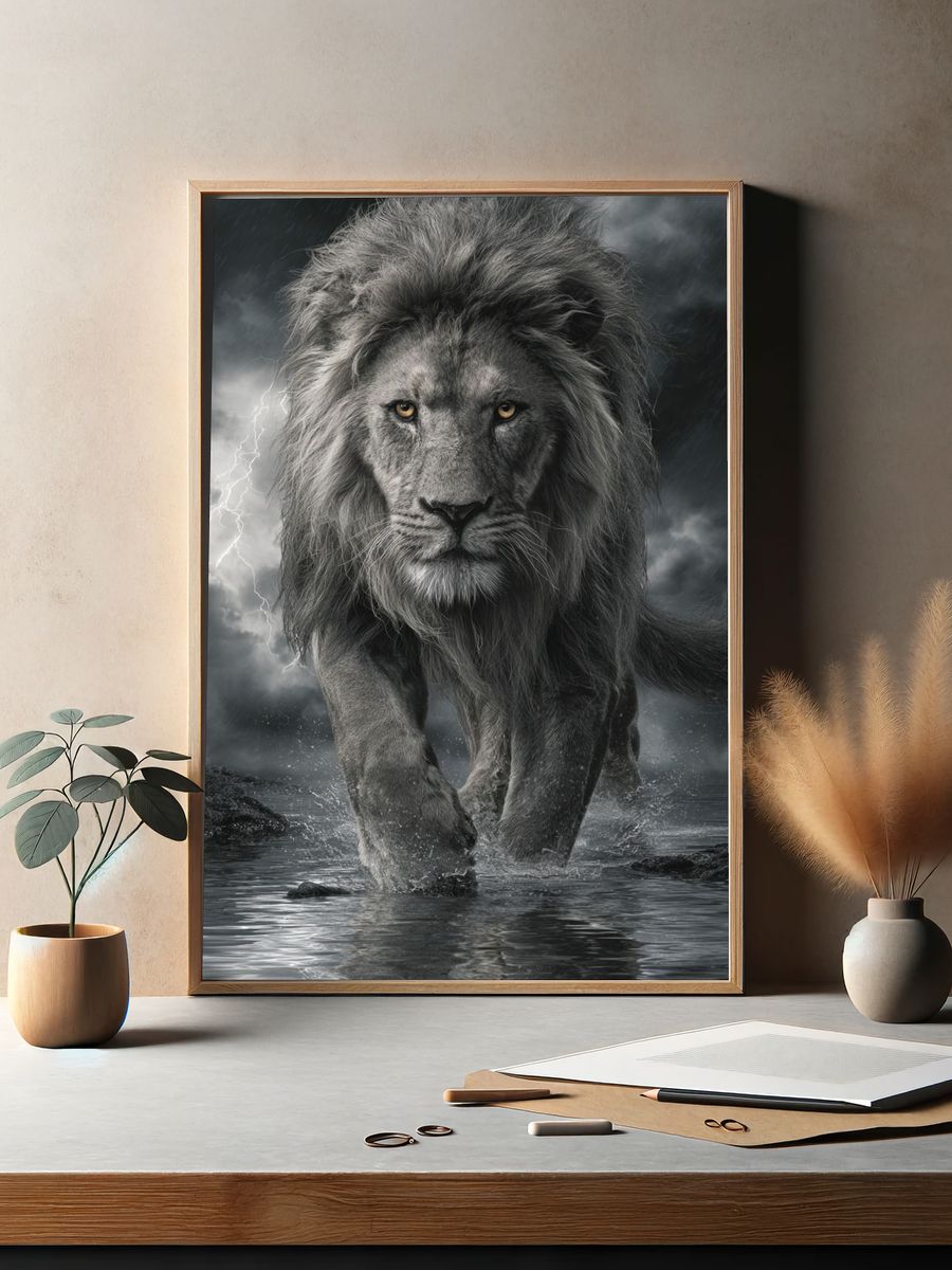 Majestic Lion — Digital Art Print. — room view 2
