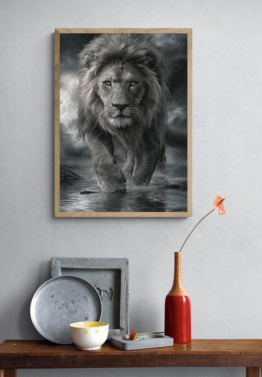 Majestic Lion — Digital Art Print. — room view 3