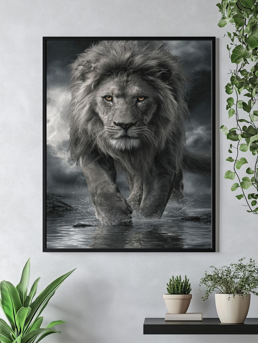Majestic Lion — Digital Art Print. — room view 4