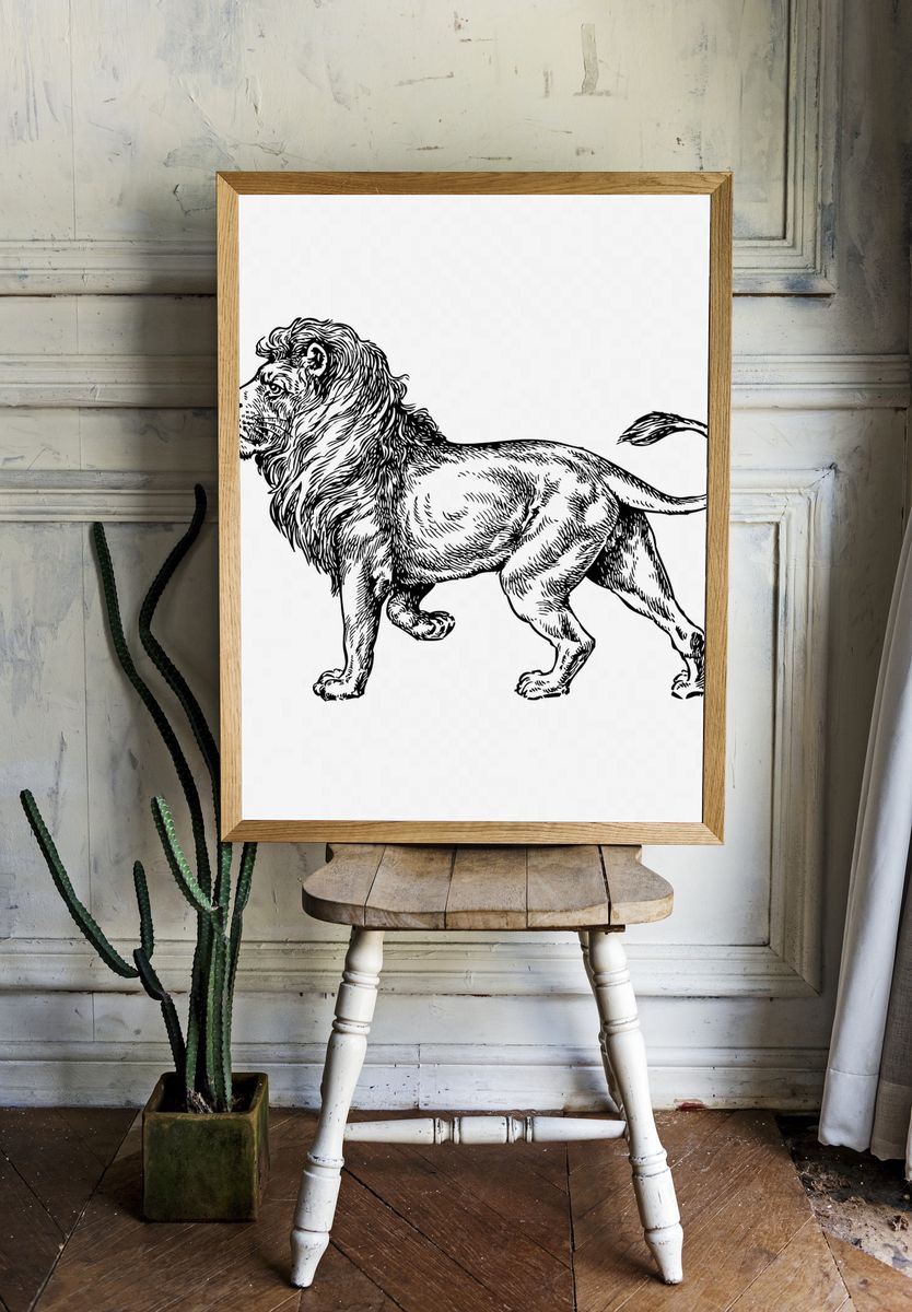 Majestic Lion Illustration Poster. — room view 1