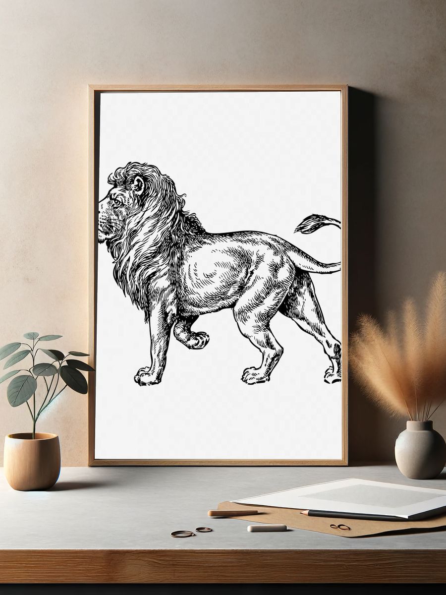 Majestic Lion Illustration Poster. — room view 2