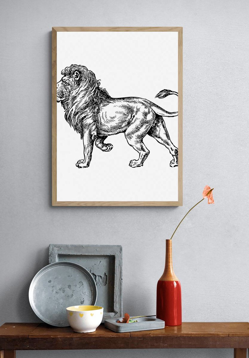 Majestic Lion Illustration Poster. — room view 3