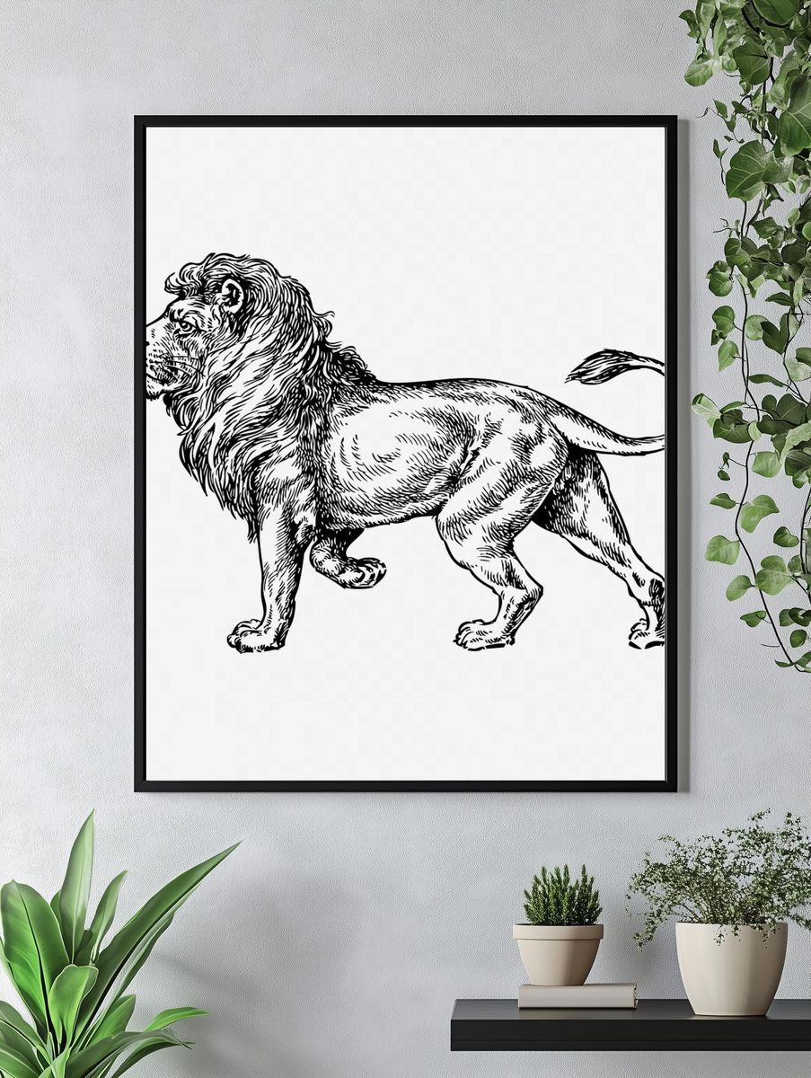 Majestic Lion Illustration Poster. — room view 4
