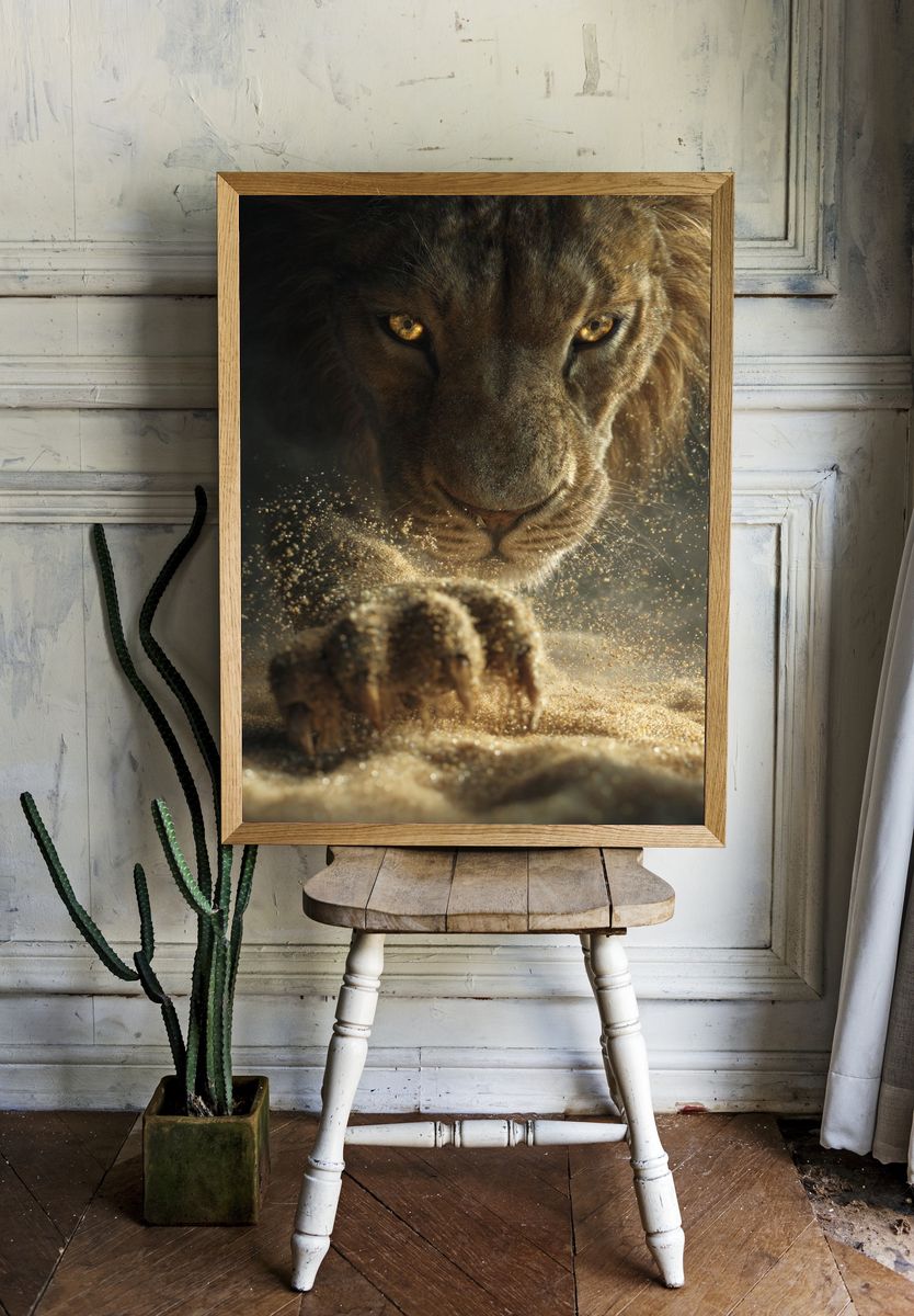 Lion Close-Up Photography Poster. — room view 1