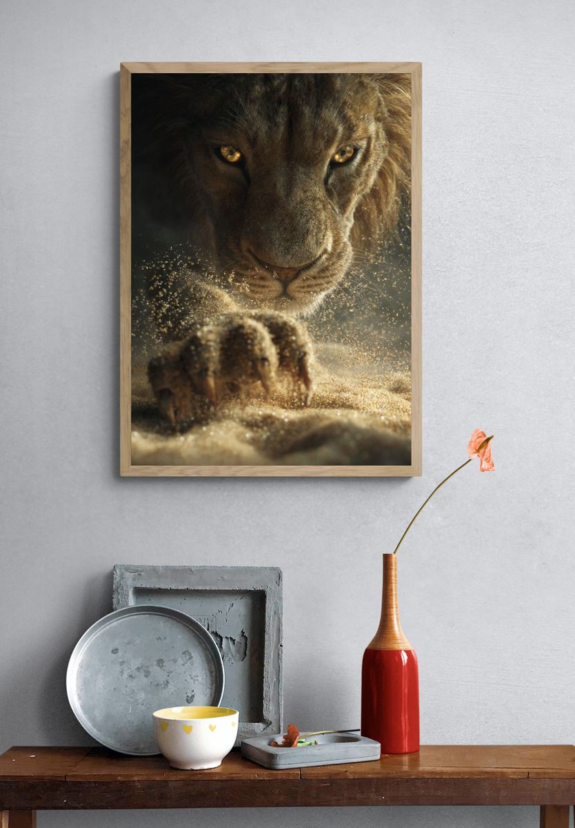 Lion Close-Up Photography Poster. — room view 3