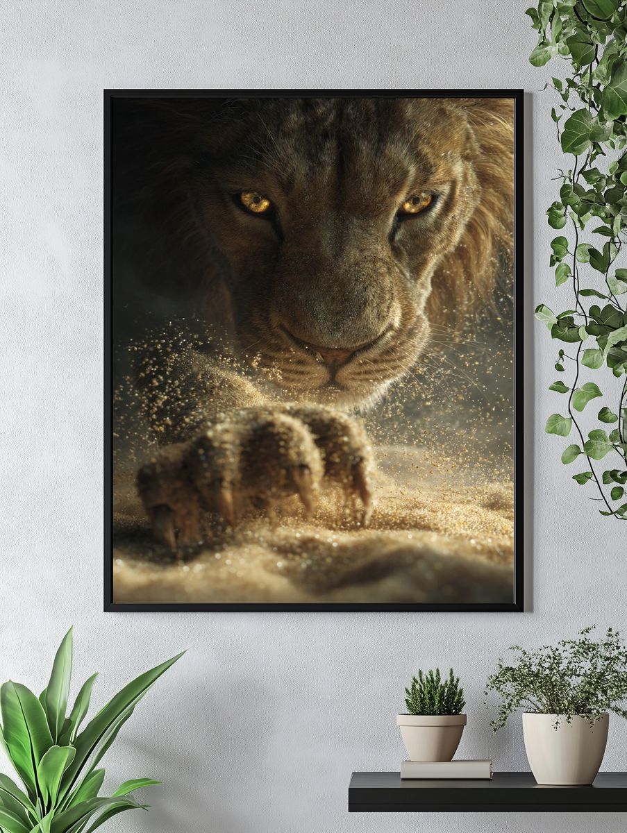 Lion Close-Up Photography Poster. — room view 4