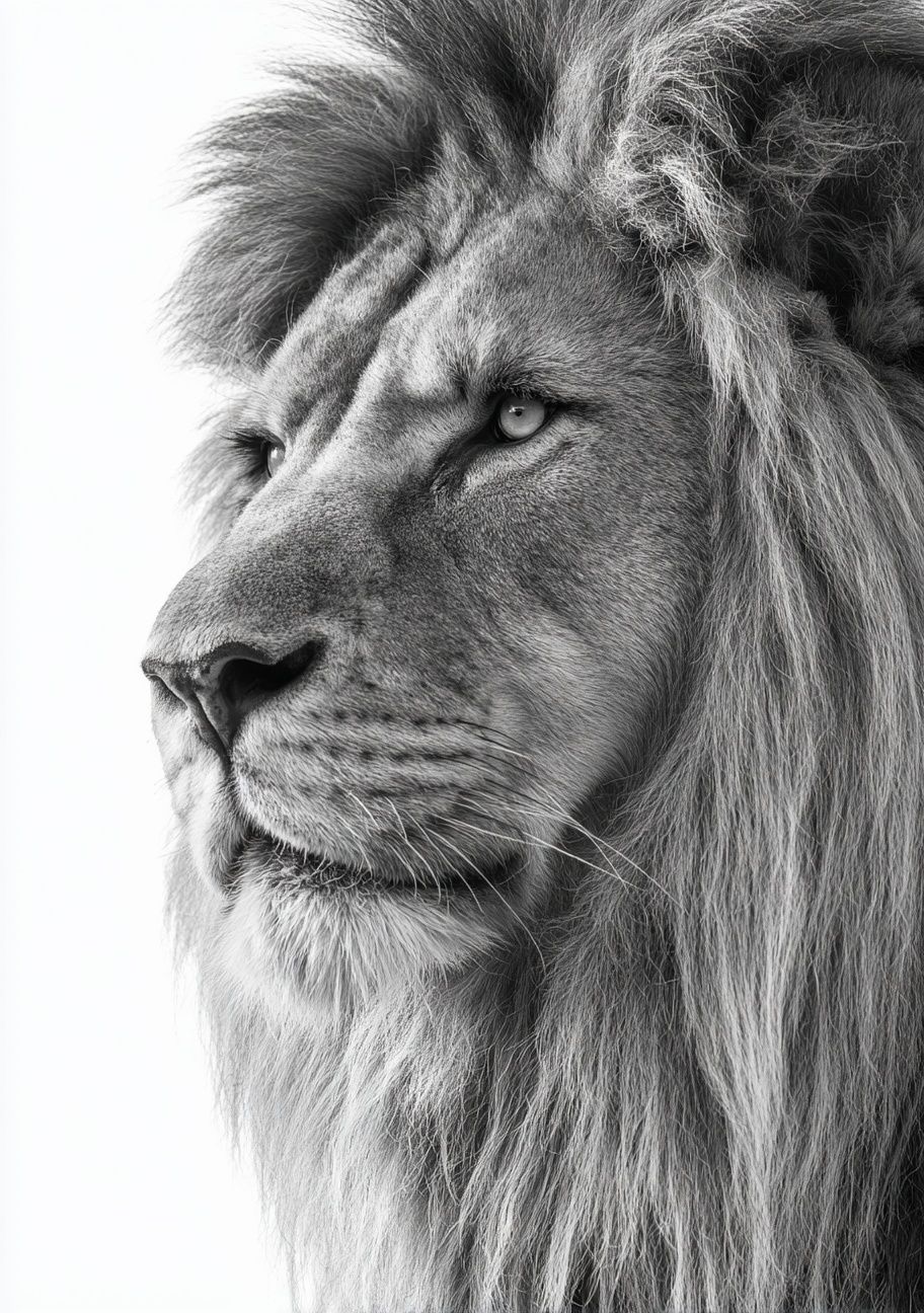 Majestic Lion — Black-White Print. poster — animals art