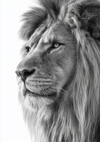 Majestic Lion — Black-White Print. poster print