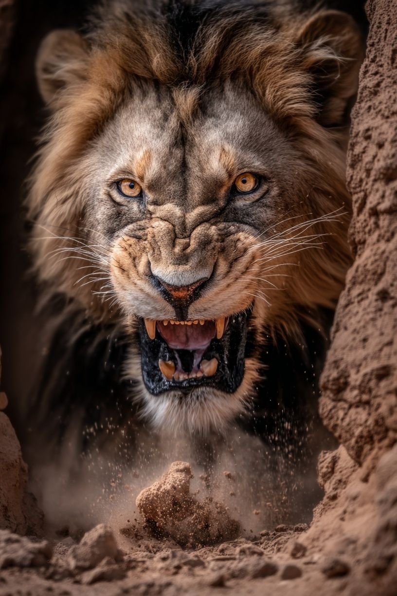 Majestic Lion Roaring Poster. poster — animals art