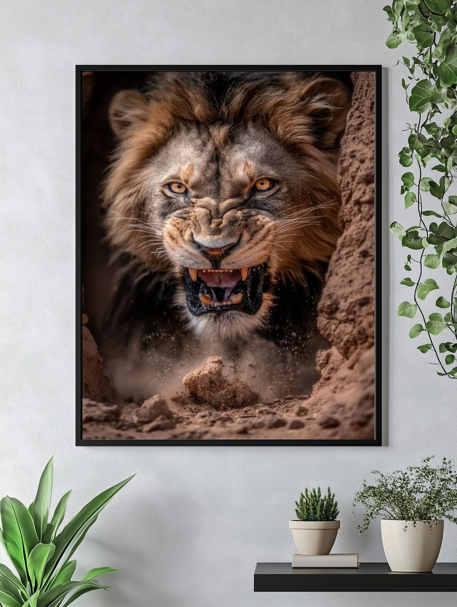 Majestic Lion Roaring Poster. — room view 4