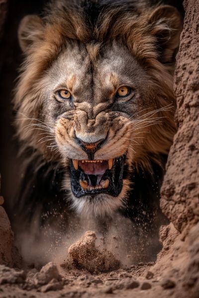 Majestic Lion Roaring Poster. poster print