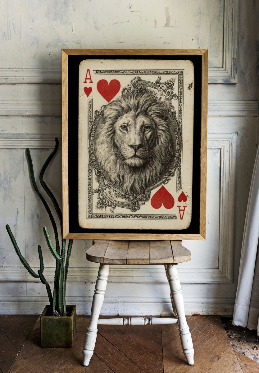 Ace of Hearts Lion Illustration Poster. — room view 1