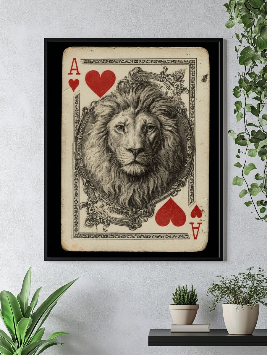 Ace of Hearts Lion Illustration Poster. — room view 4