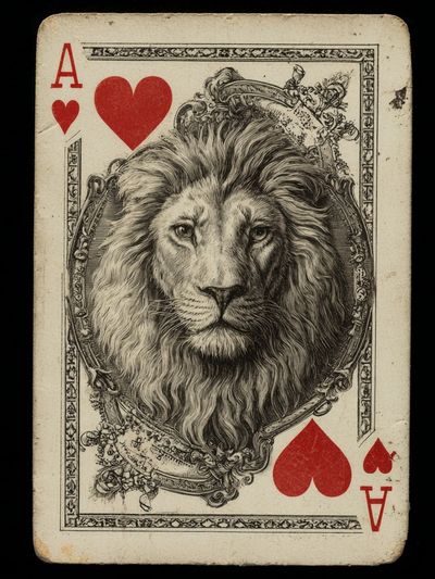 Ace of Hearts Lion Illustration Poster. poster