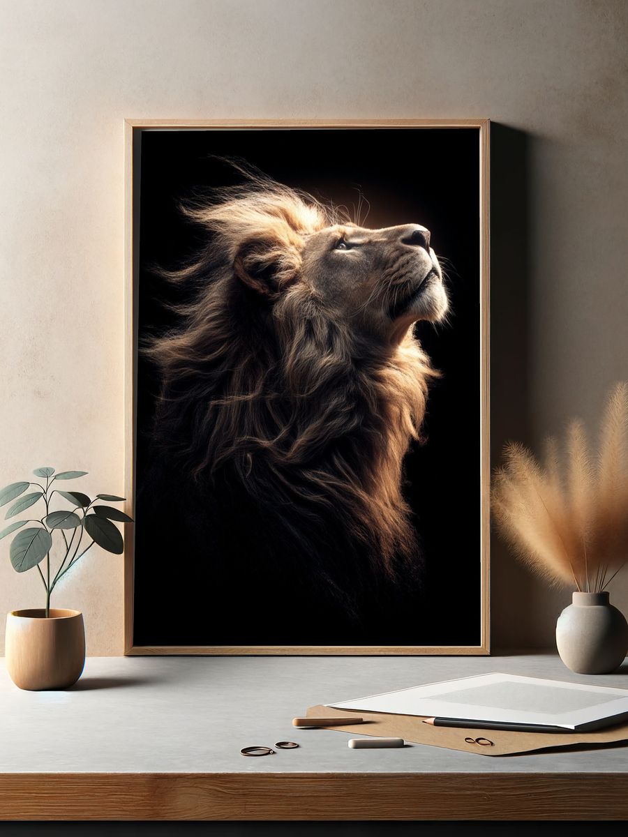 Majestic Lion Portrait Poster. — room view 2