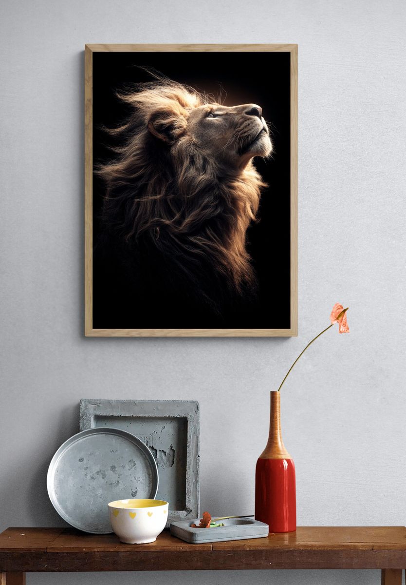 Majestic Lion Portrait Poster. — room view 3