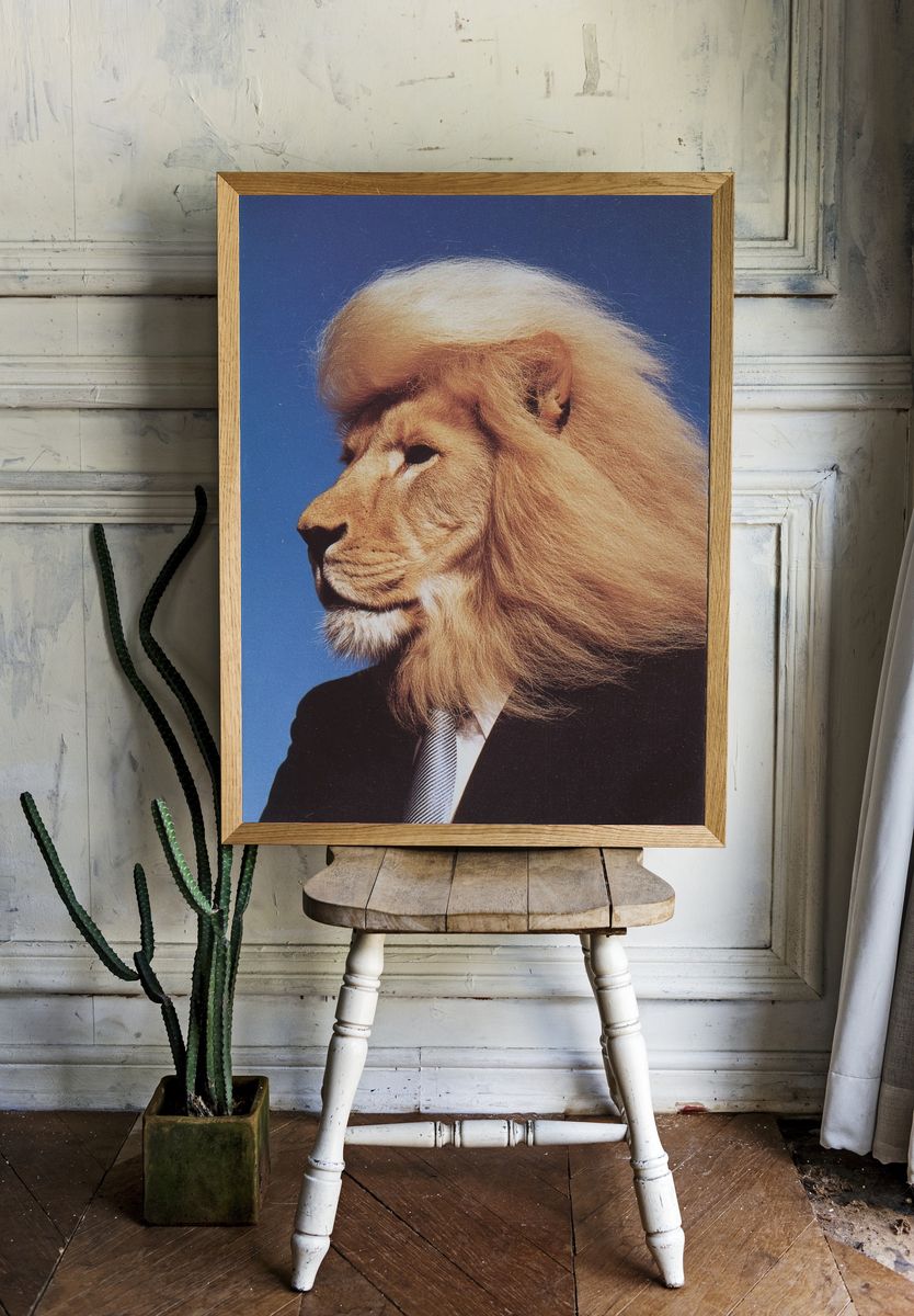 Lion in Suit — Surrealism Print. — room view 1