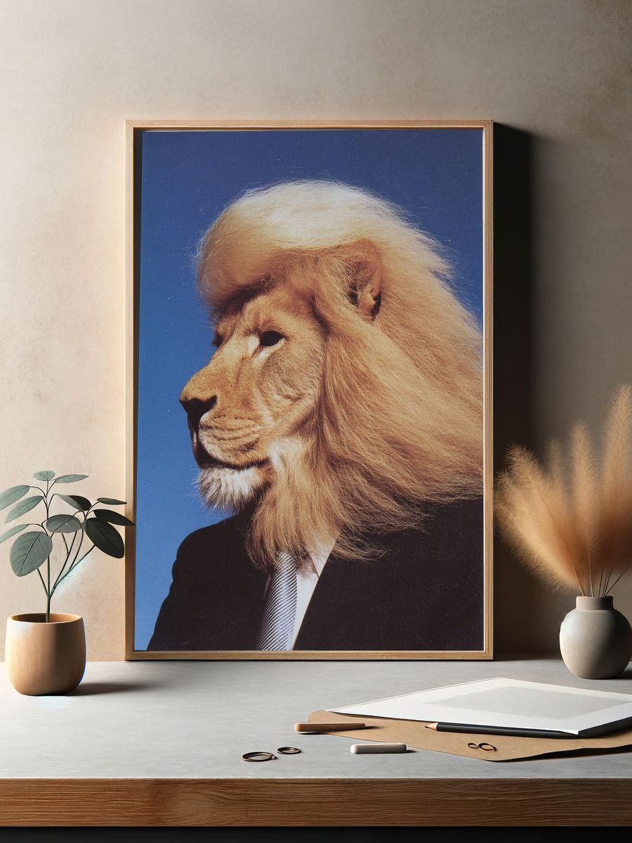 Lion in Suit — Surrealism Print. — room view 2
