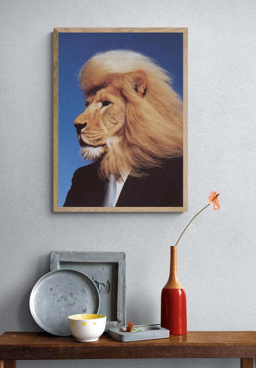 Lion in Suit — Surrealism Print. — room view 3