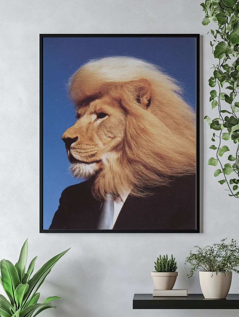 Lion in Suit — Surrealism Print. — room view 4