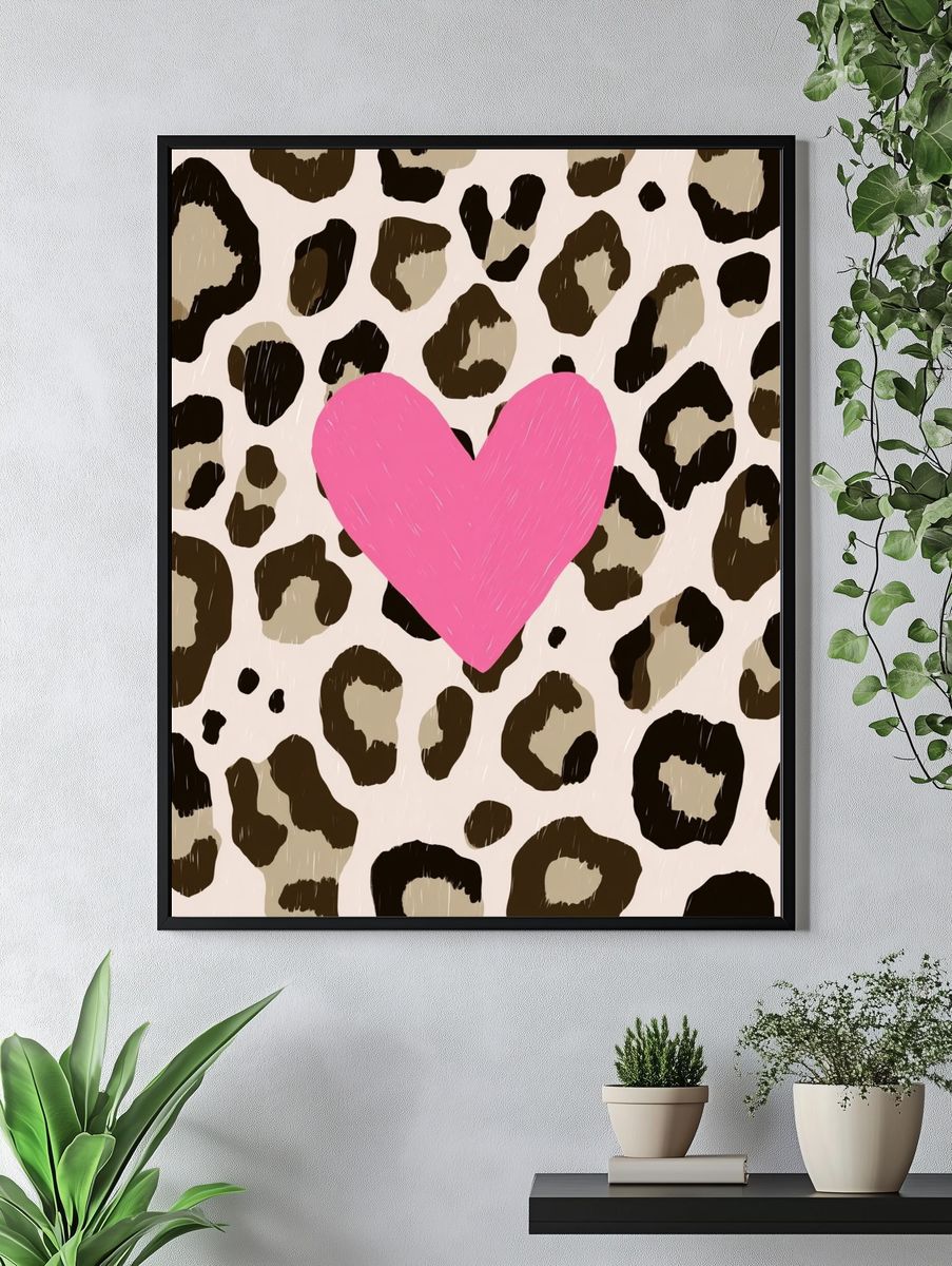 Leopard Print Heart Poster. — room view 4